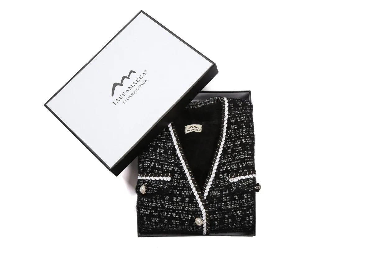 Women Tweed Vest Pearl Twist Knitted Vest