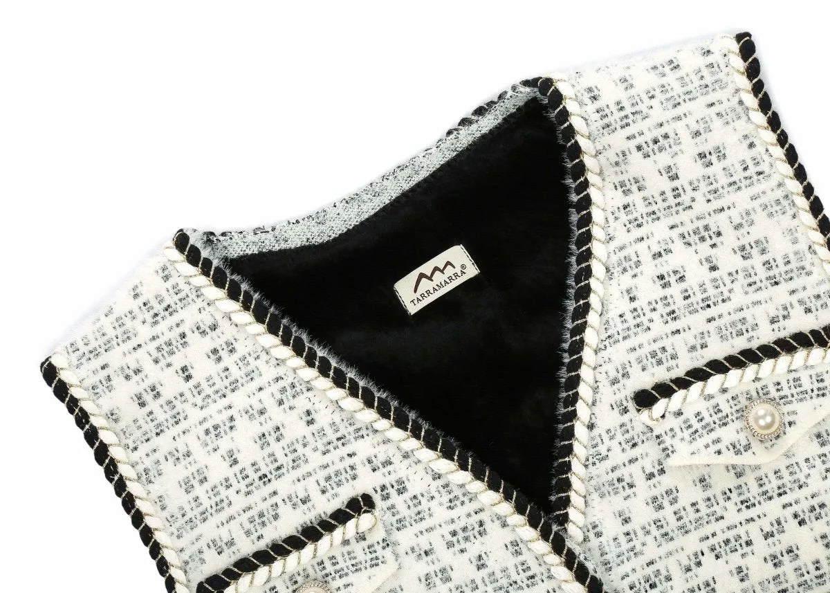 Women Tweed Vest Pearl Twist Knitted Vest