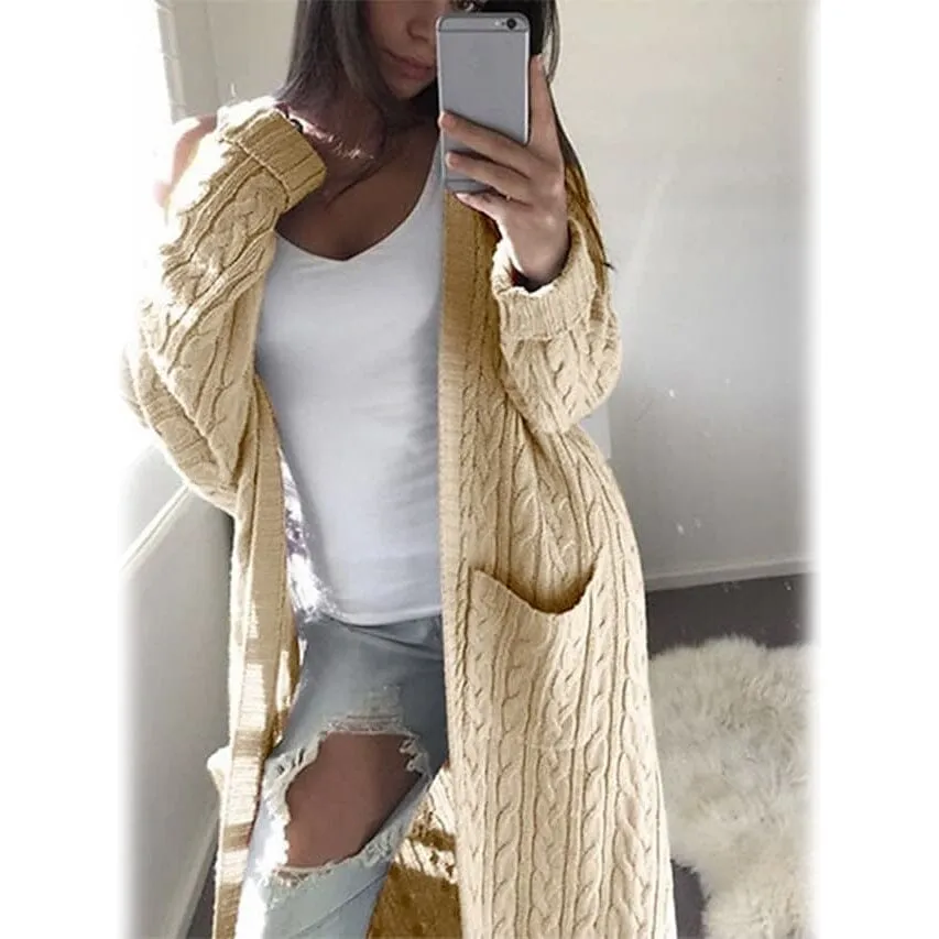 Women's Pocket Knitted Cardigan Sweater