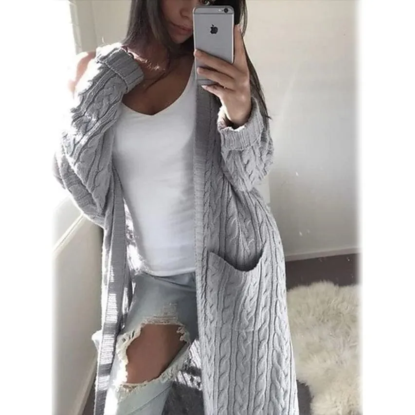 Women's Pocket Knitted Cardigan Sweater