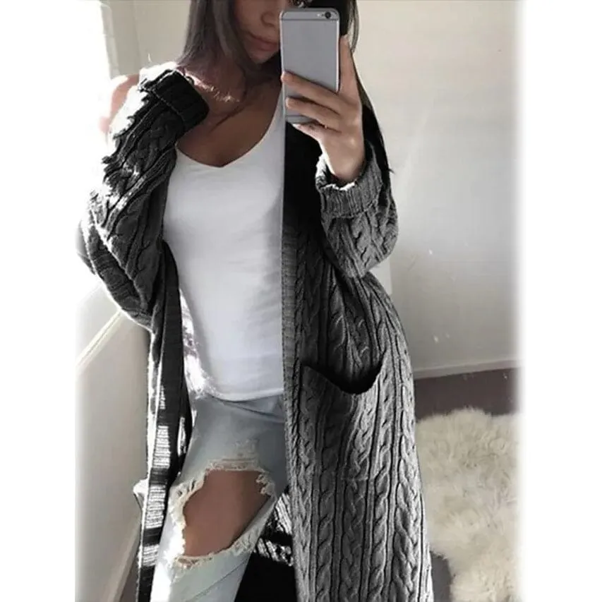 Women's Pocket Knitted Cardigan Sweater