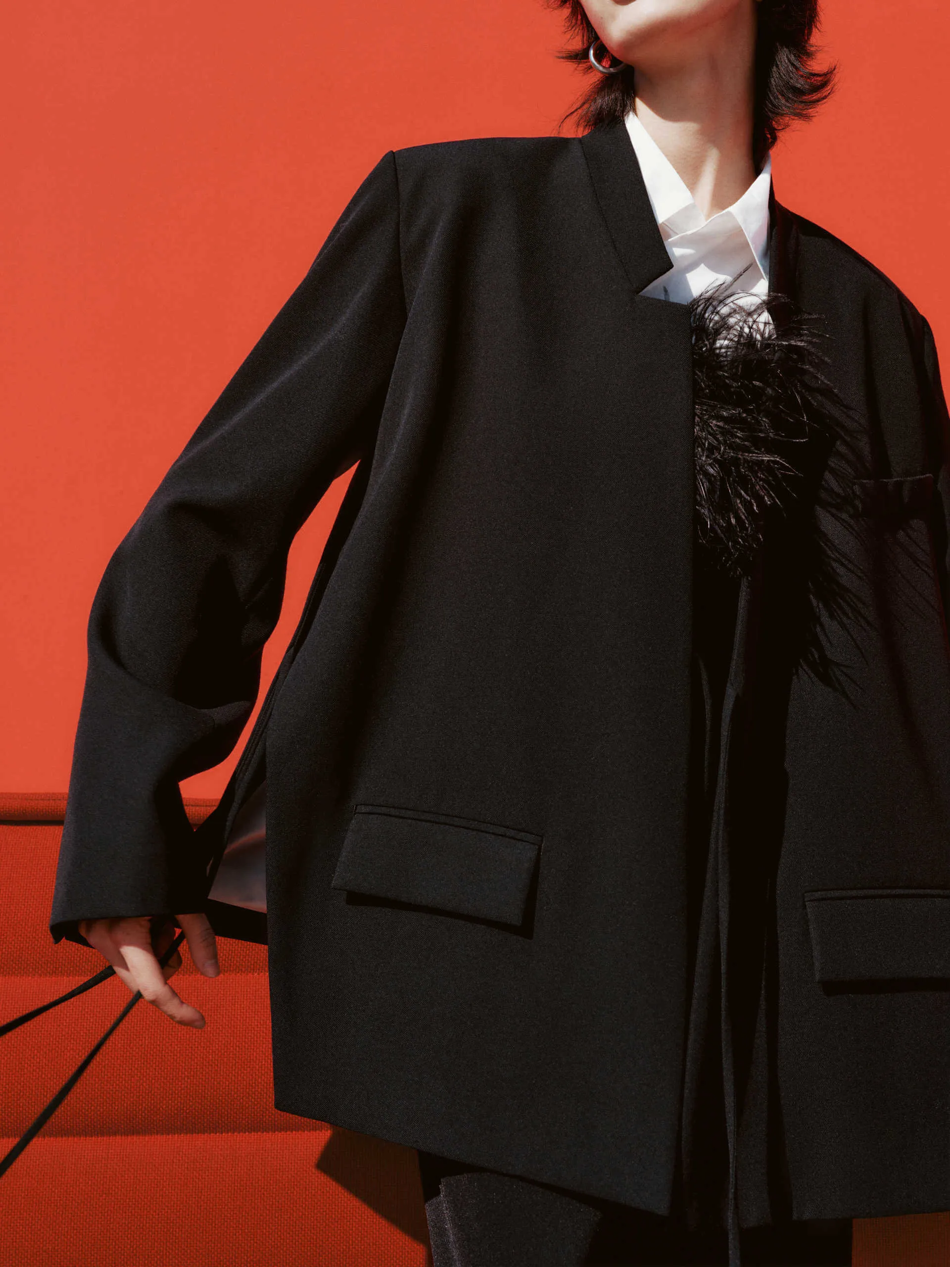 Wool Blend Deconstruct Blazer
