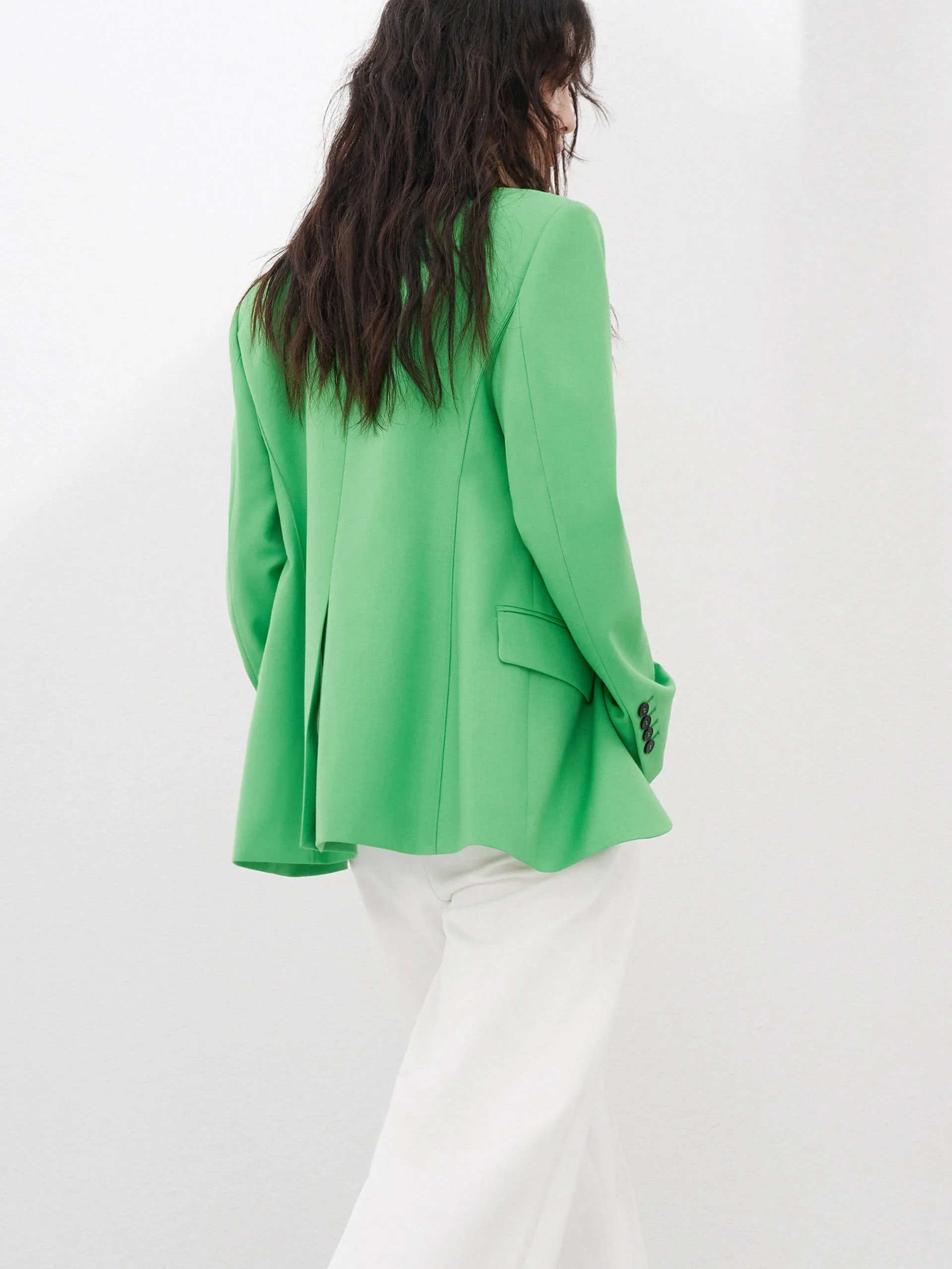 Wool Blend Waisted Blazer
