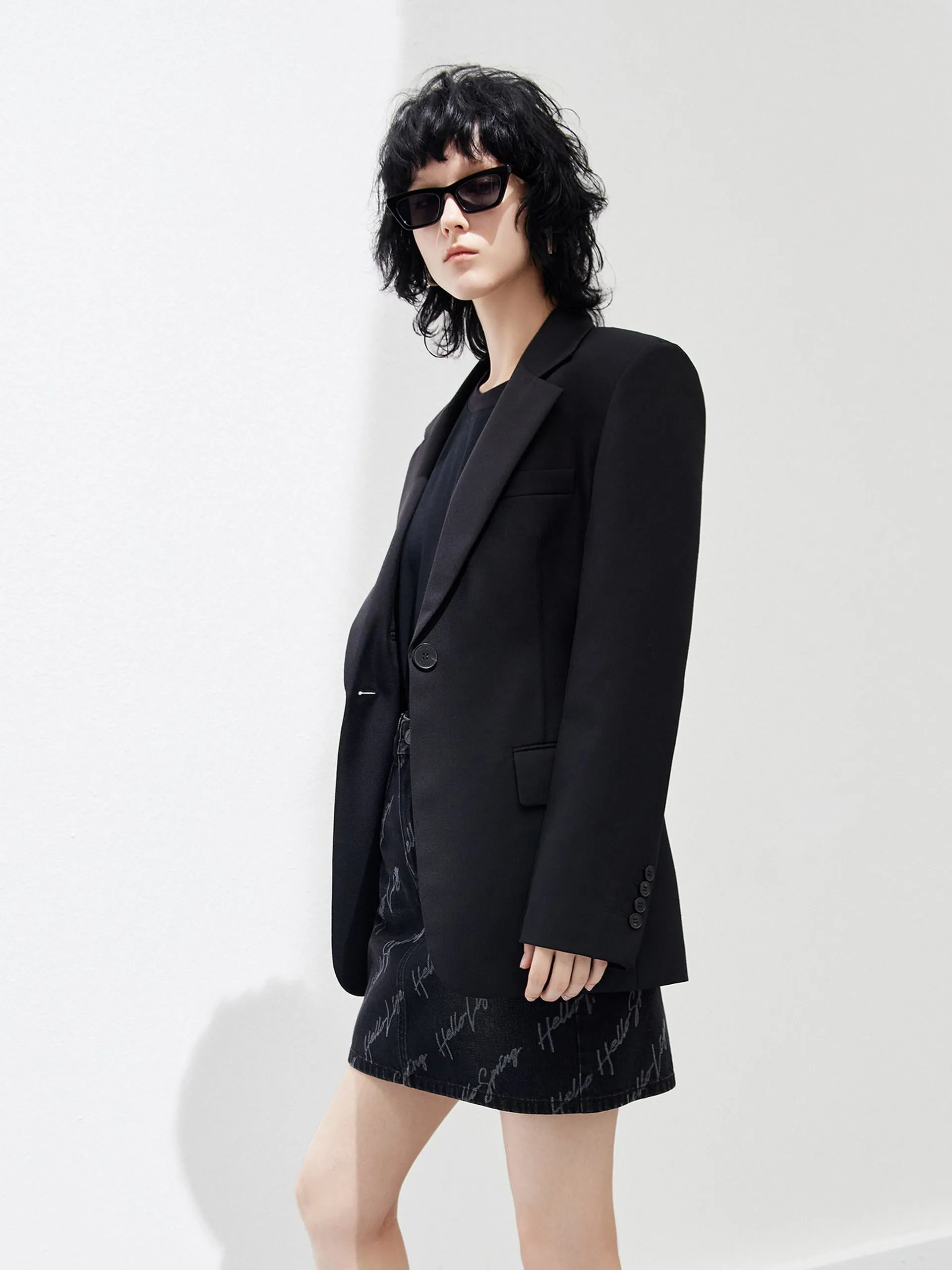 Wool Blend Waisted Blazer