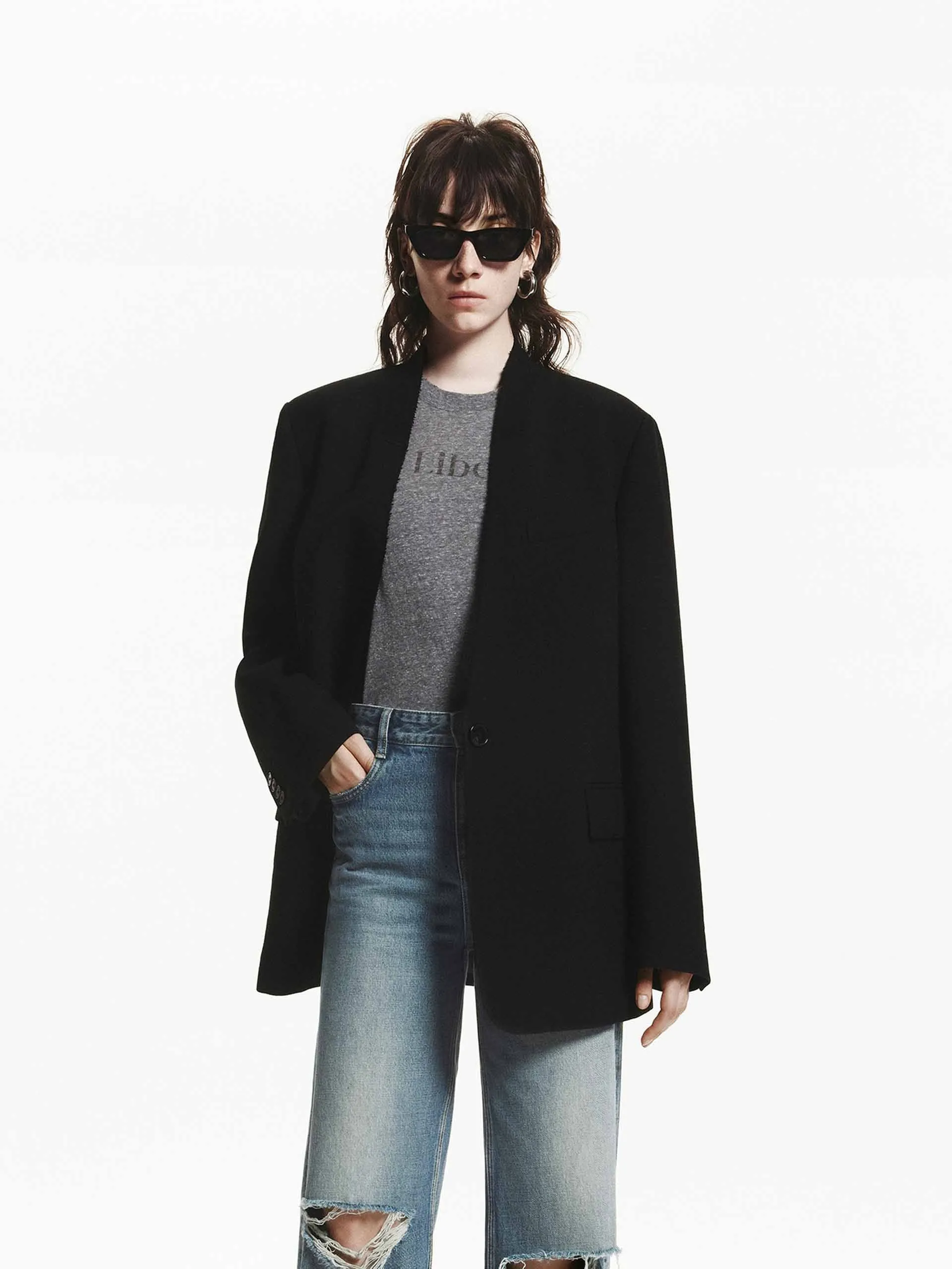 Wool Raw Trim Blazer